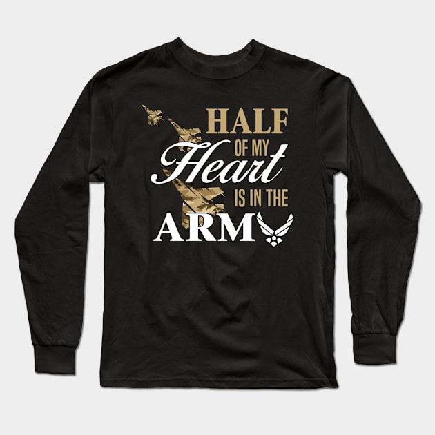 Army Girlfriend Wife Shirt Half Of My Heart Is In The Army Long Sleeve T-Shirt by blimbercornbread